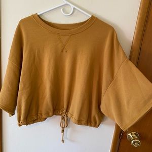 American Eagle Cinched-Waist Cropped Sweater Top